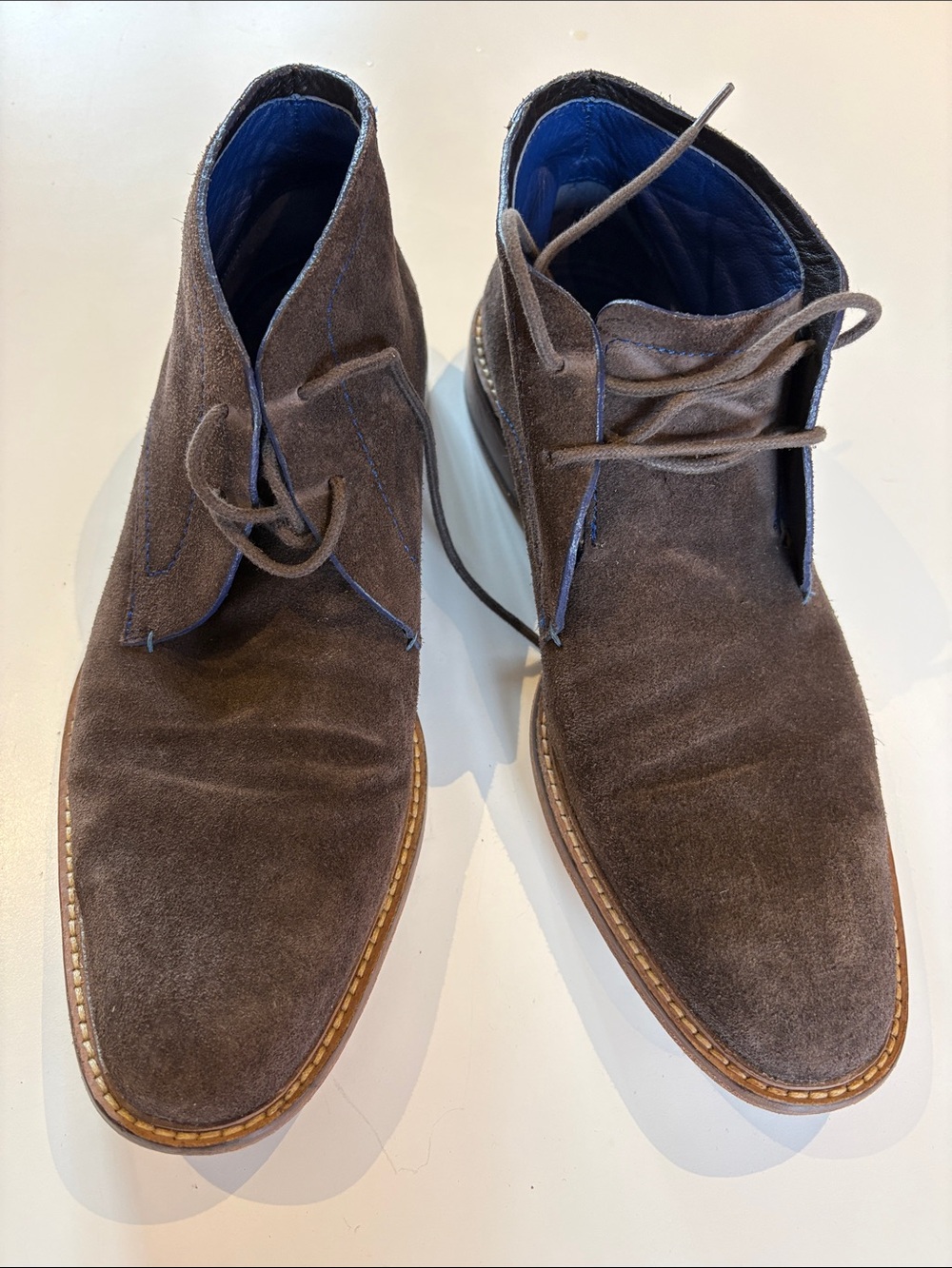 Ted Baker London Brown Suede Chukka Boots with Blue Lining